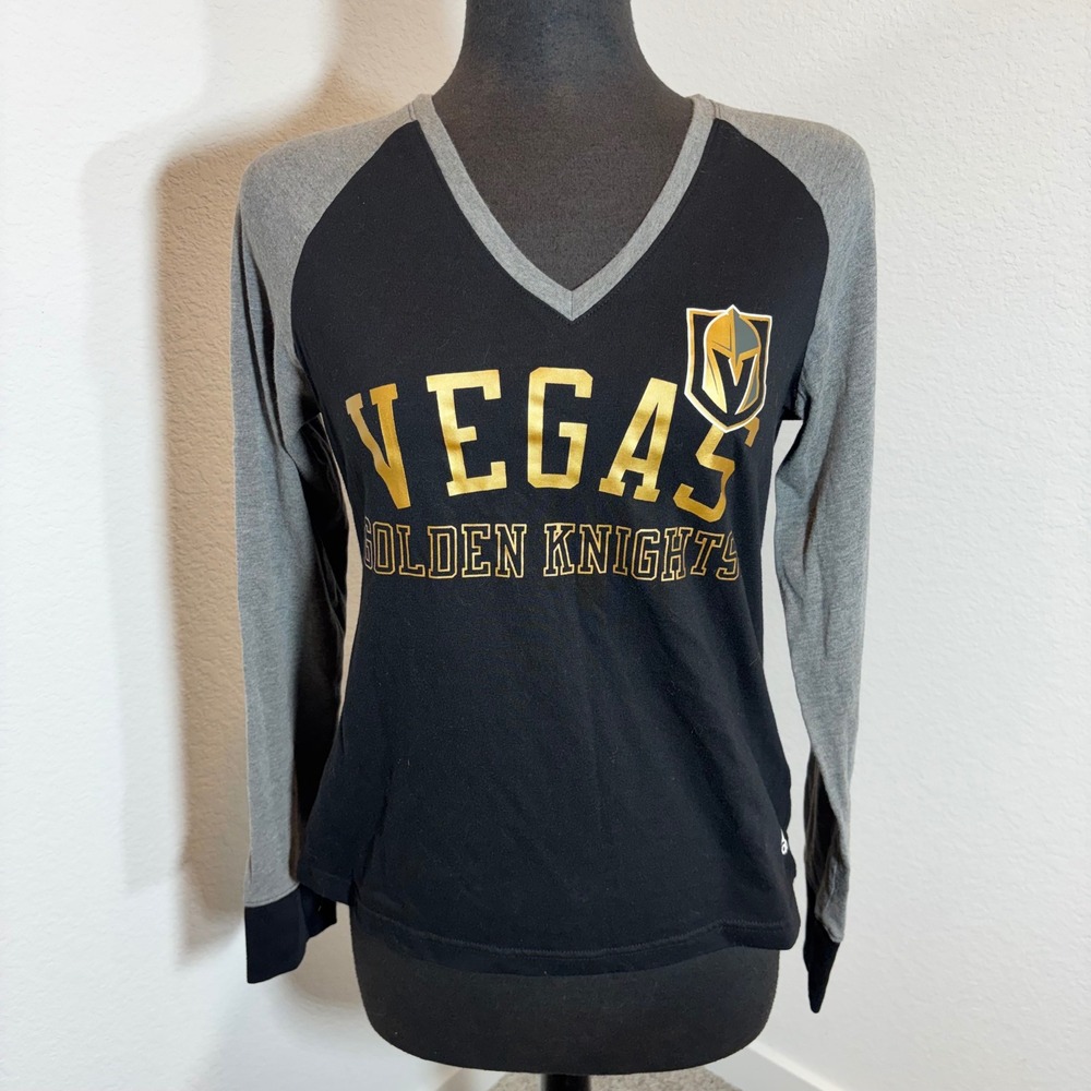 Adidas Vegas Golden Knights Womens Medium Long Sleeve Crisscross Back Shirt NHL